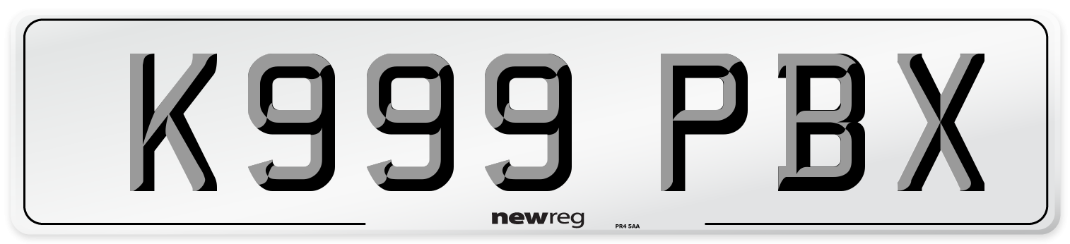 K999 PBX Number Plate from New Reg